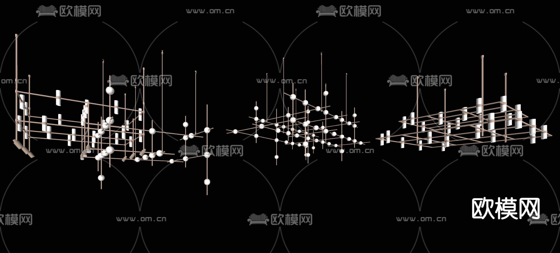 矩阵吊灯 大堂吊灯su模型下载（渲染图2）