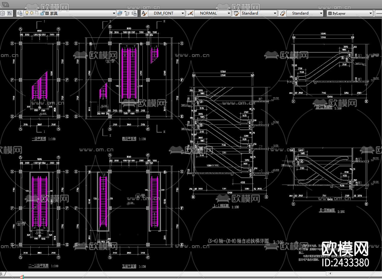 自动扶梯cad大样图下载（渲染图4）