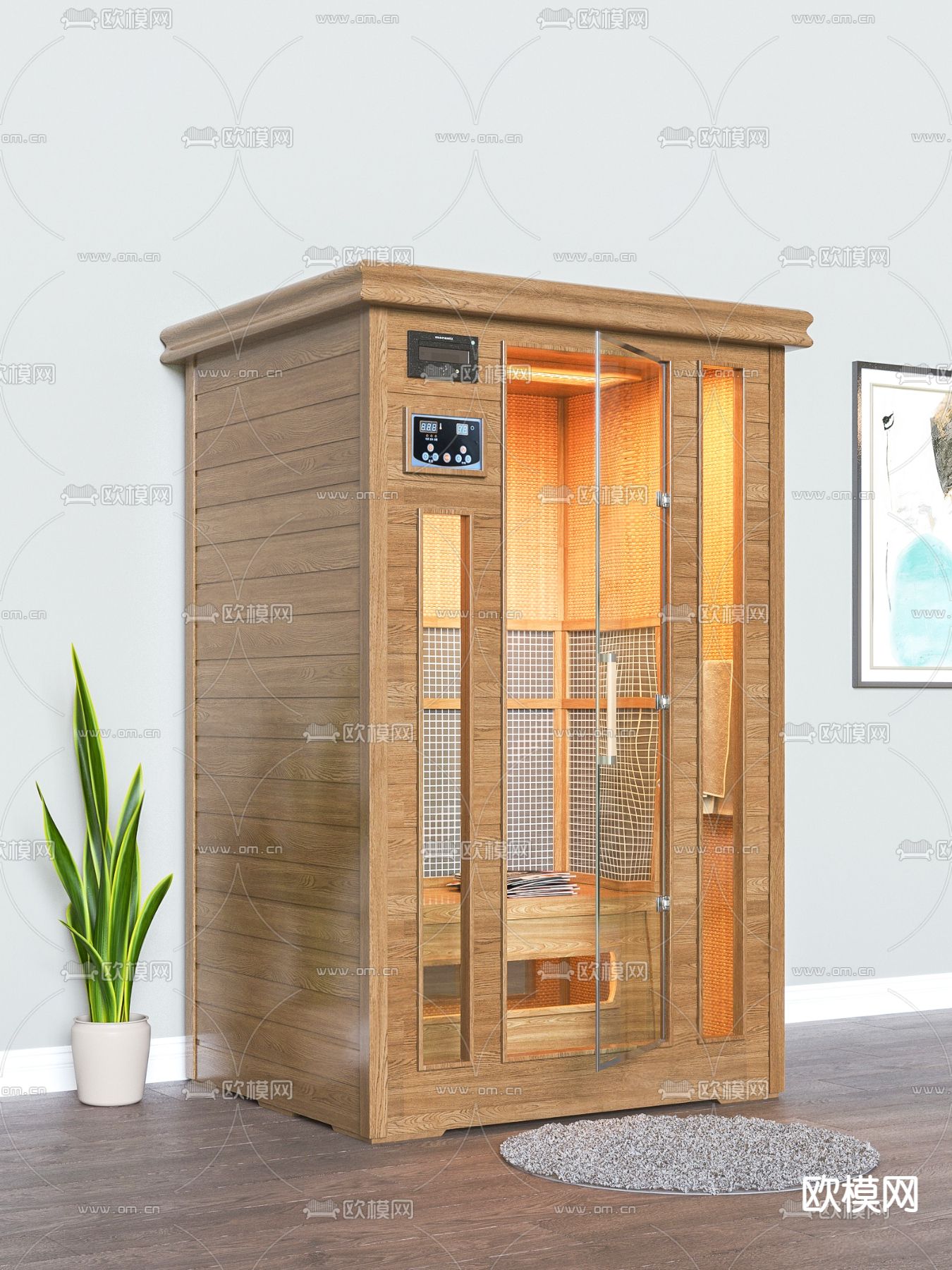 实木 桑拿房 汗蒸房su模型下载（渲染图1）