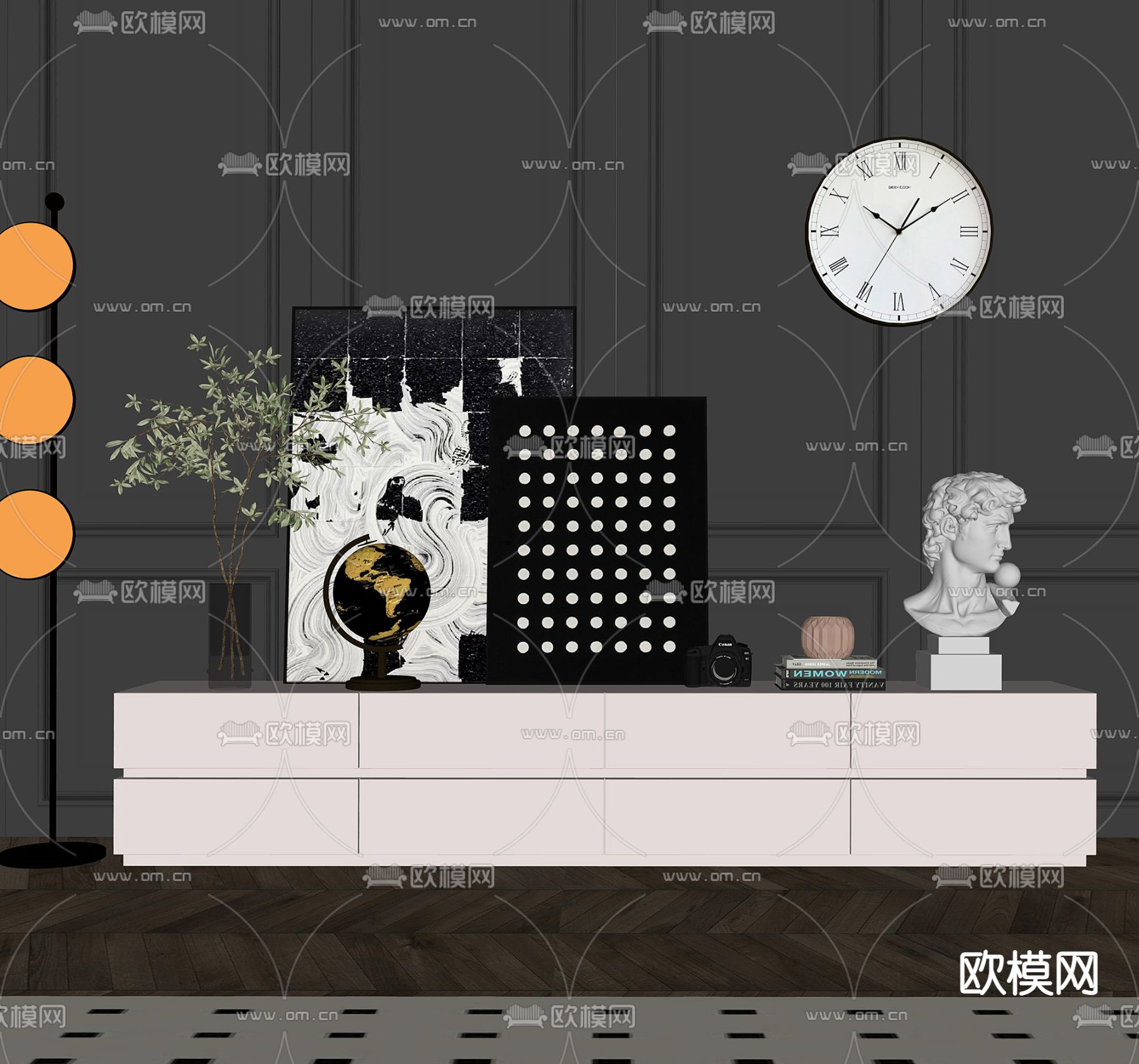 现代烤漆电视柜su模型