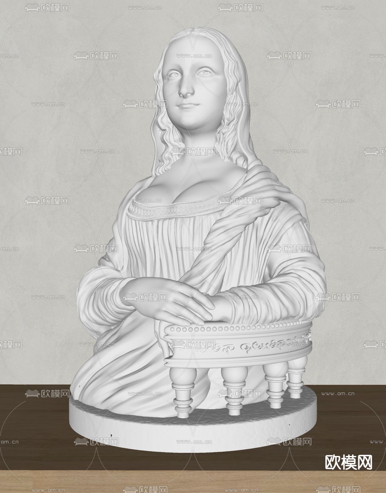 欧式古典蒙娜丽莎雕塑su模型下载（渲染图2）