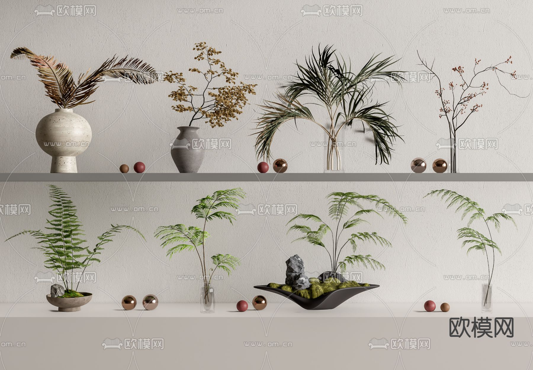 蕨类花瓶 水培绿植花瓶su模型