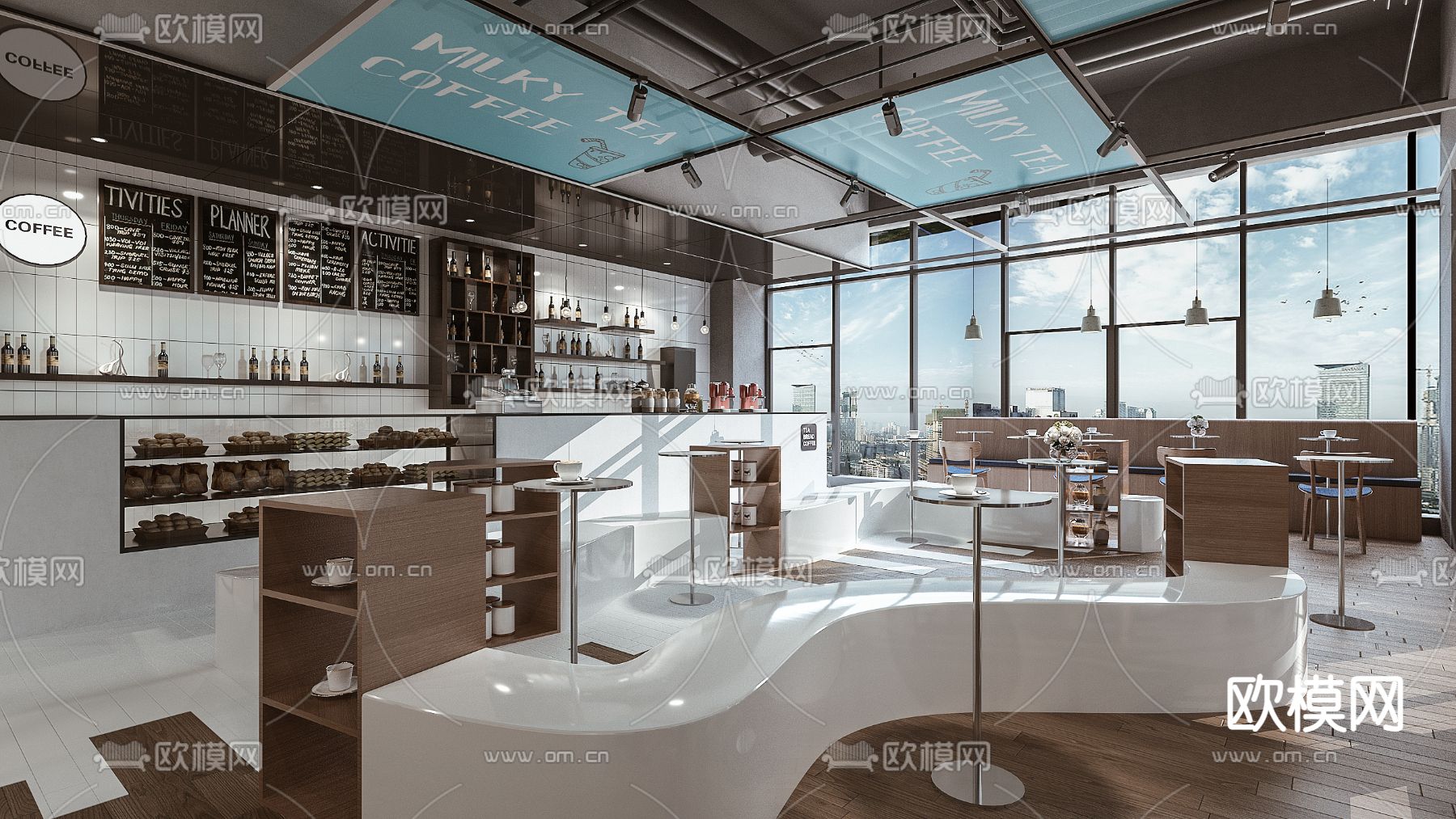 工业风奶茶店3d模型下载（渲染图1）