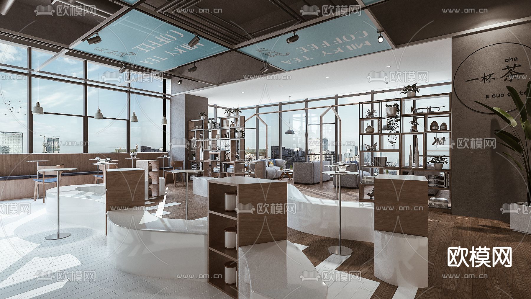 工业风奶茶店3d模型下载（渲染图2）