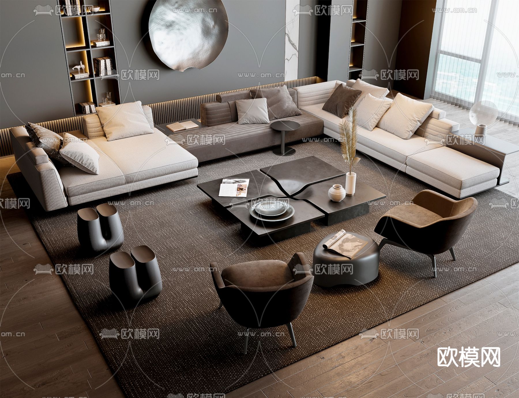 米洛提Minotti 组合沙发3d模型下载（渲染图1）