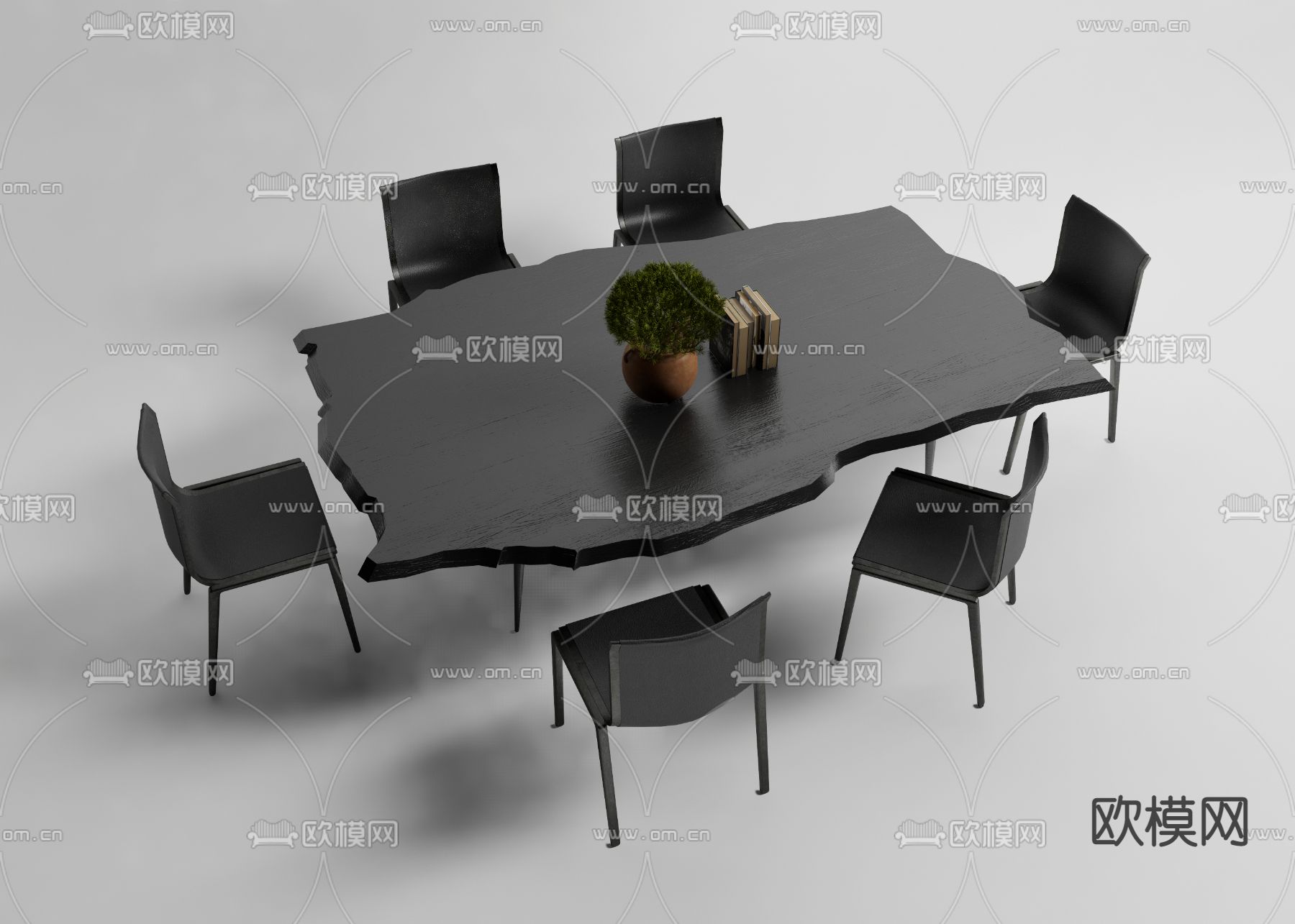 后现代异形餐桌椅su模型下载（渲染图1）