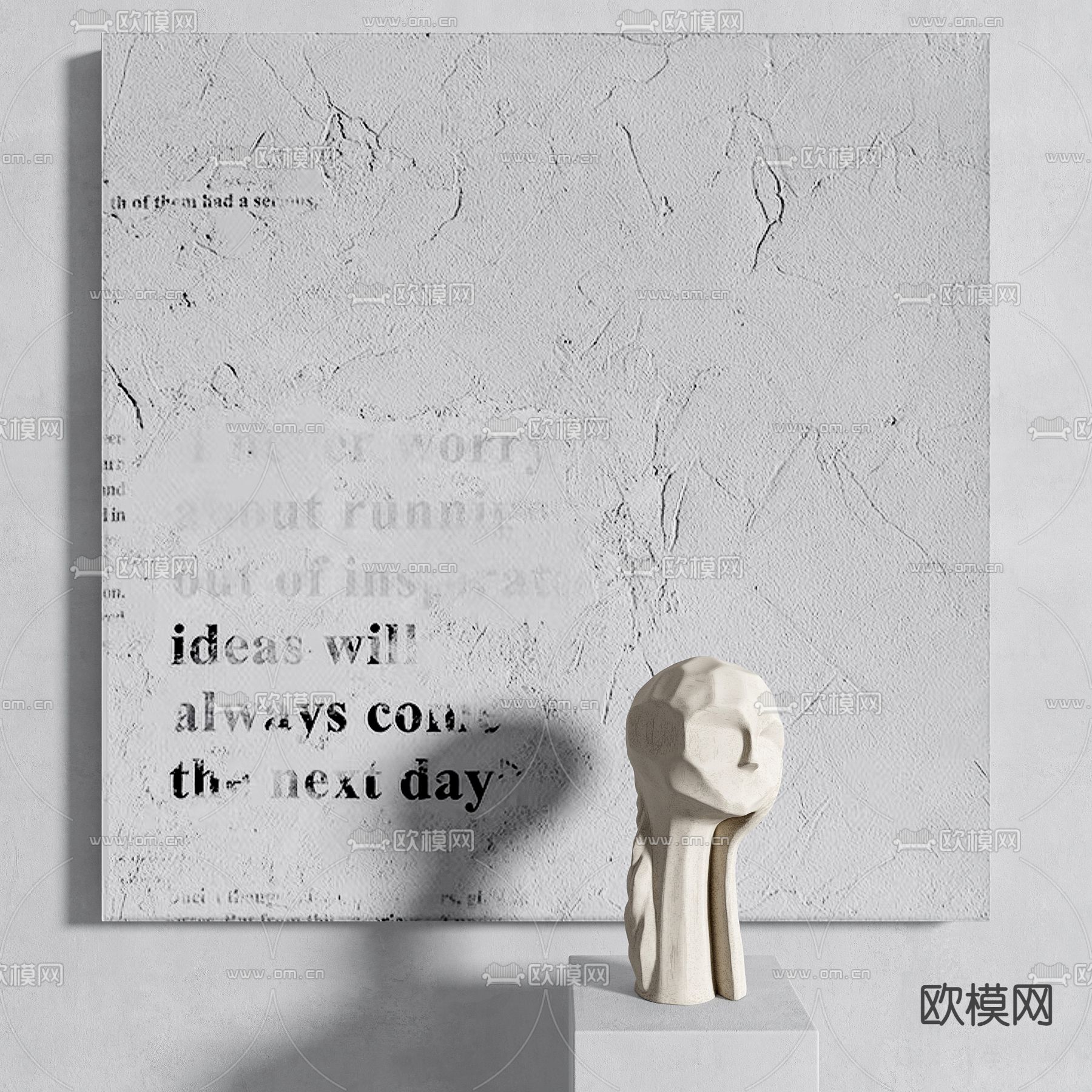 水泥肌理装饰画 挂画su模型下载（渲染图1）