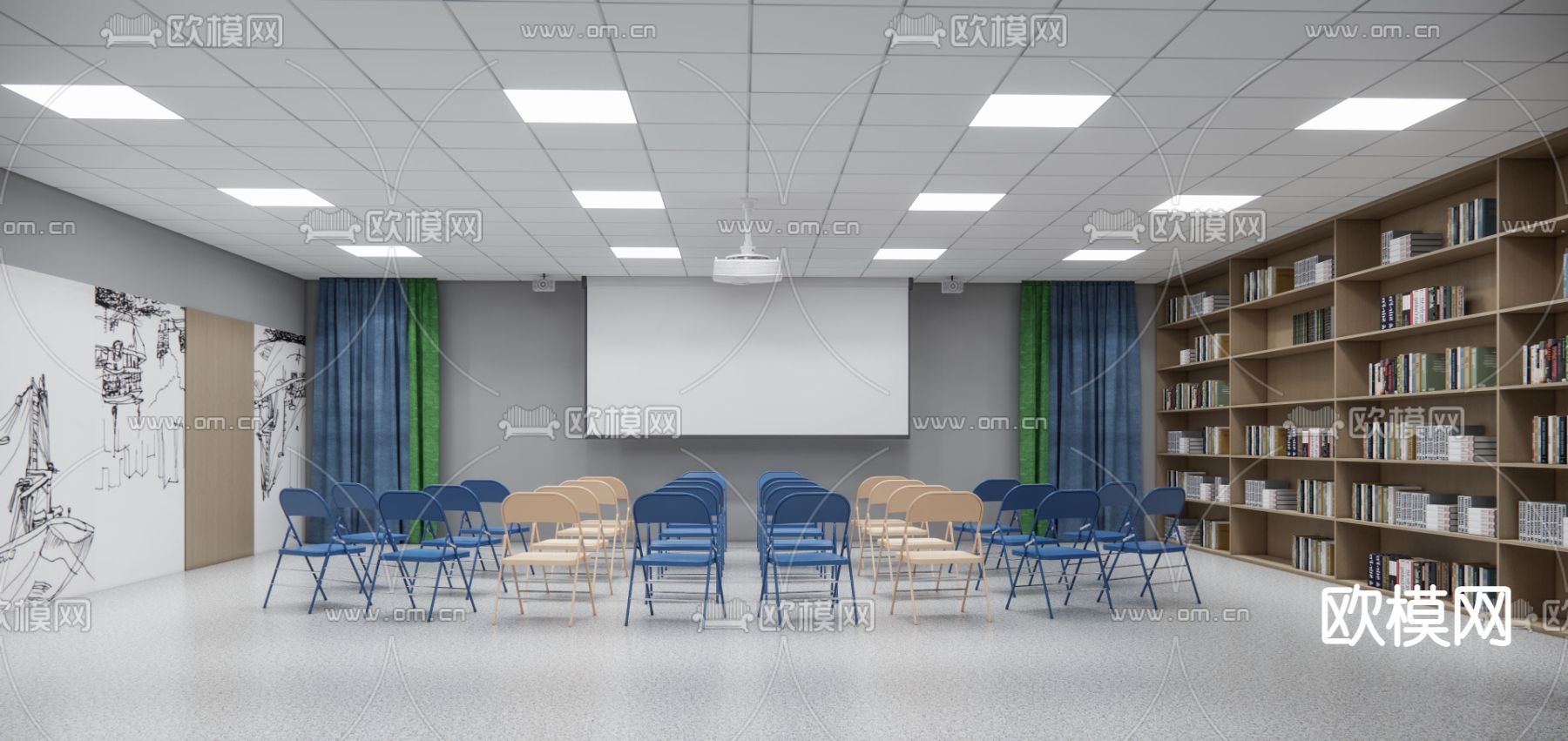 现代报告厅 会议厅su模型