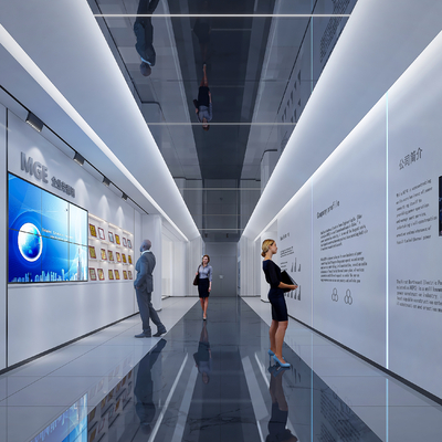  现代办公走道su模型 