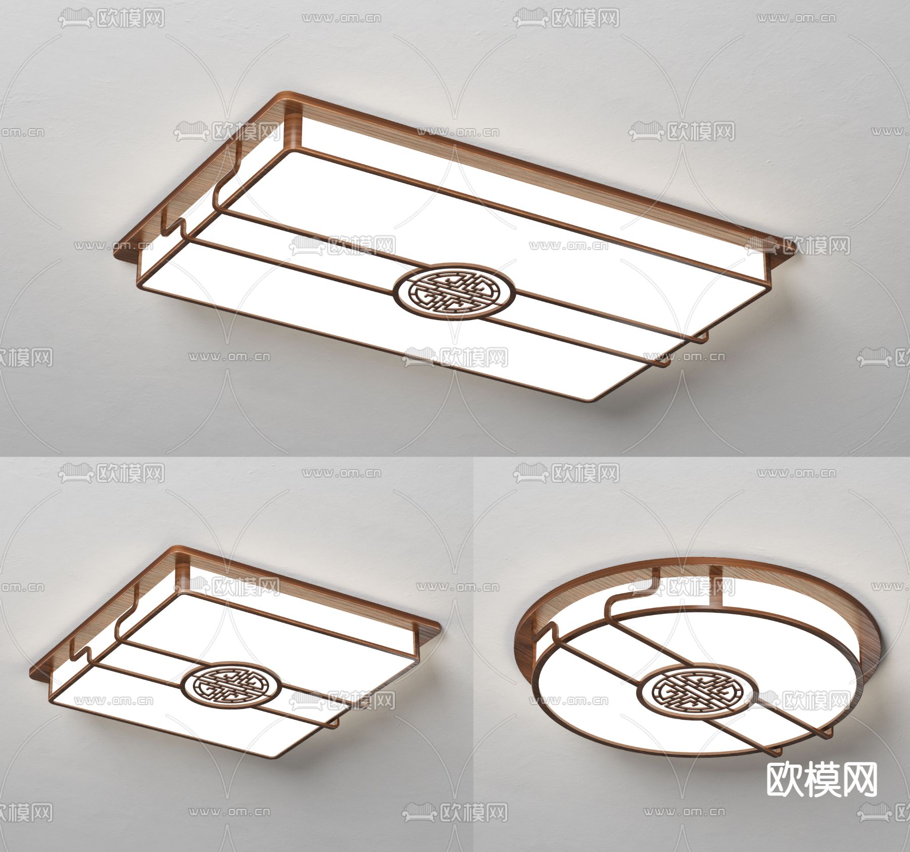 新中式吸顶灯su模型