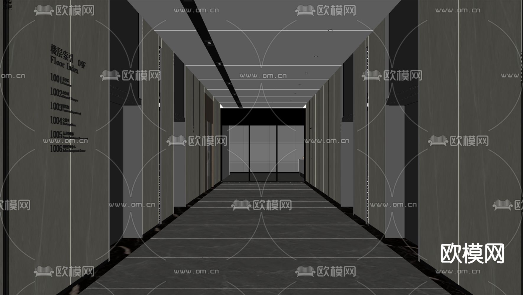 公司电梯间 走廊su模型