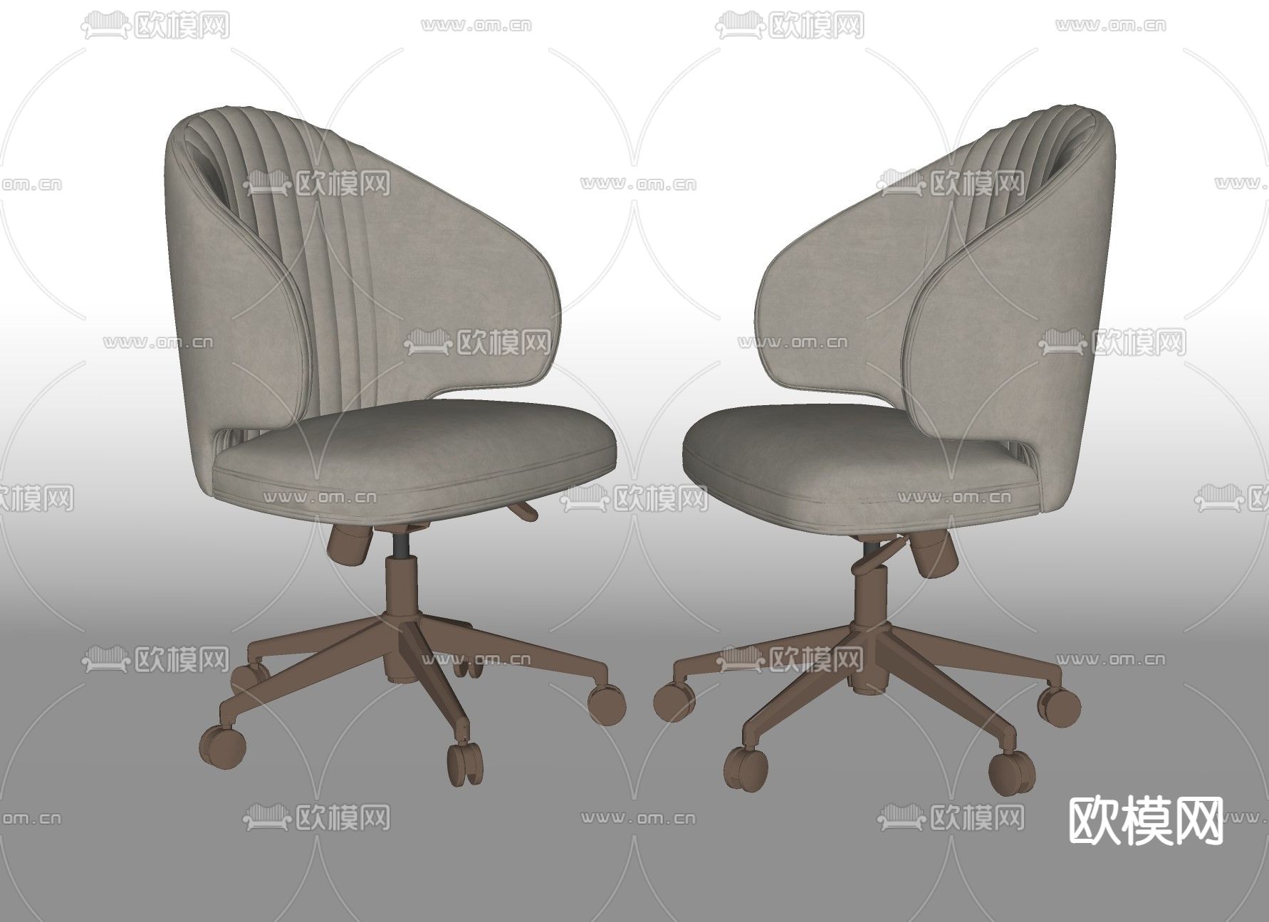 北欧办公转椅 滚轮椅su模型下载（渲染图2）