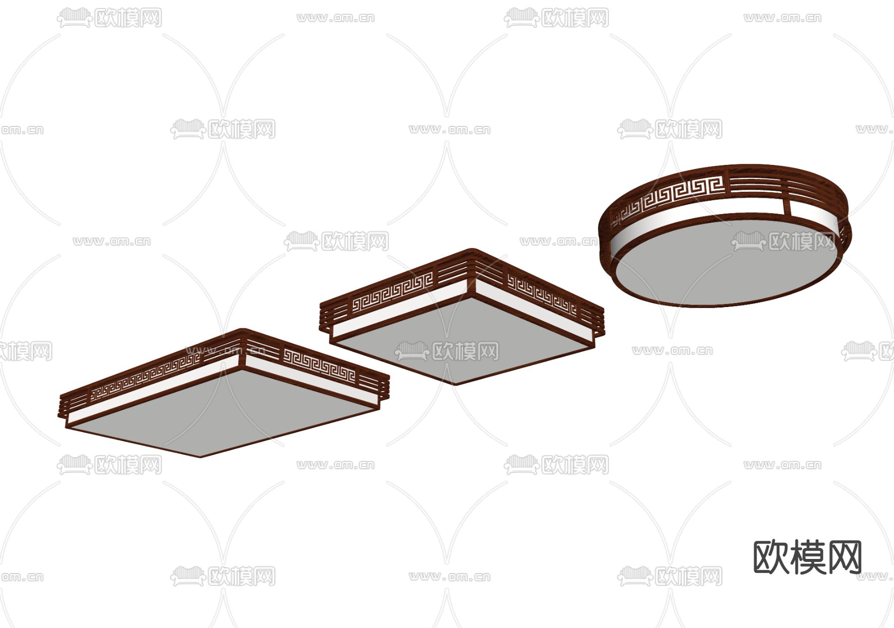 新中式吸顶灯su模型下载（渲染图2）
