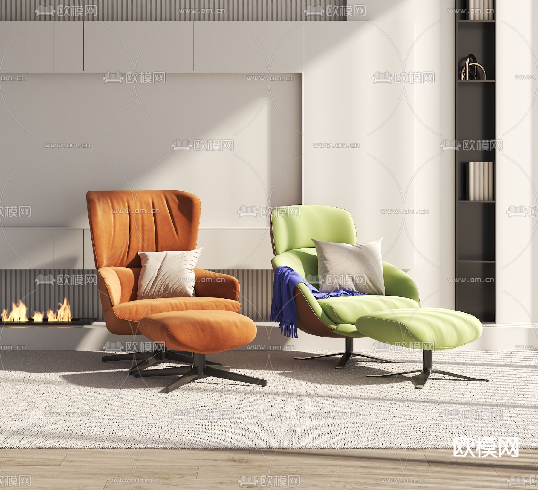 现代休闲躺椅3d模型下载