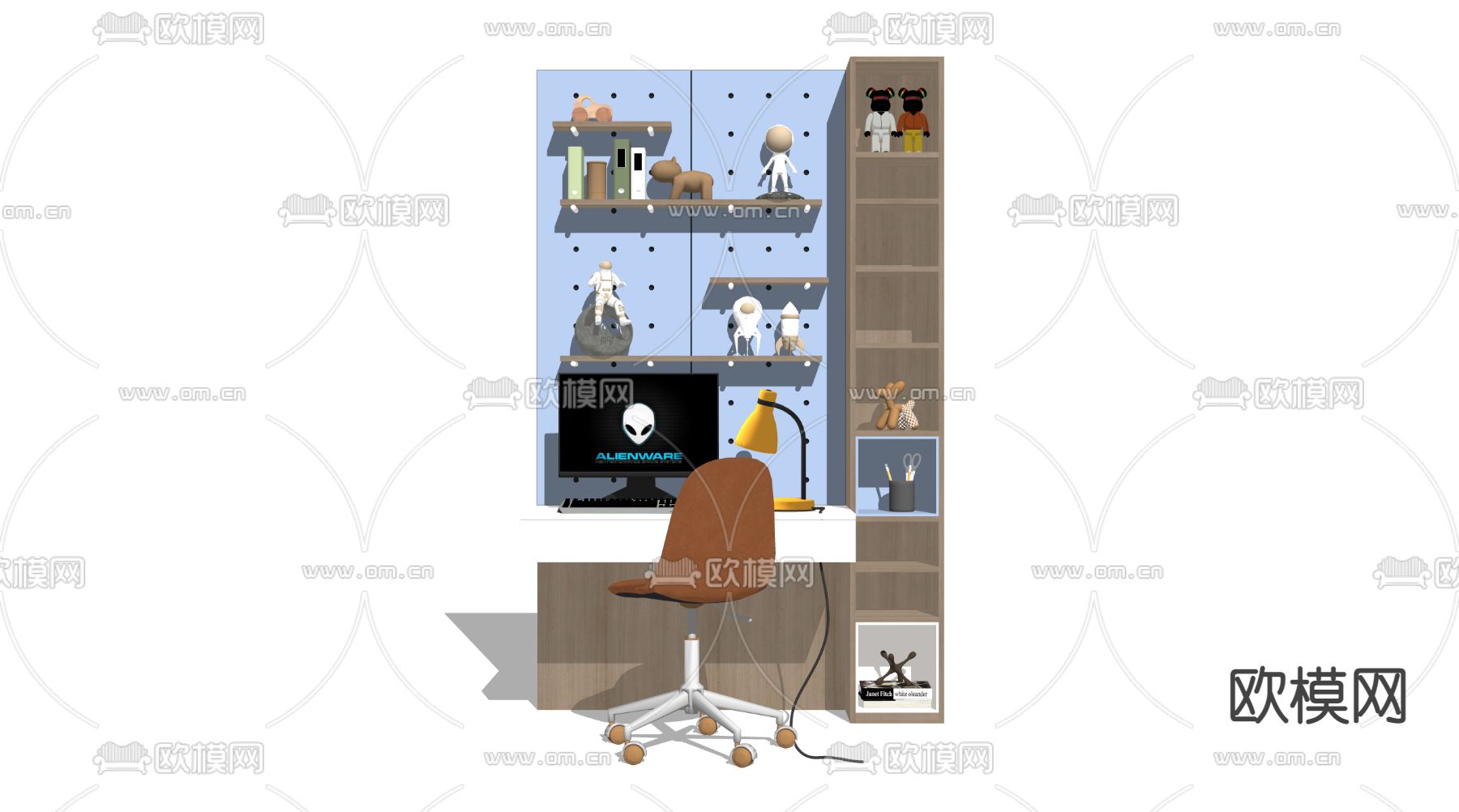 现代书桌椅su模型下载（渲染图3）