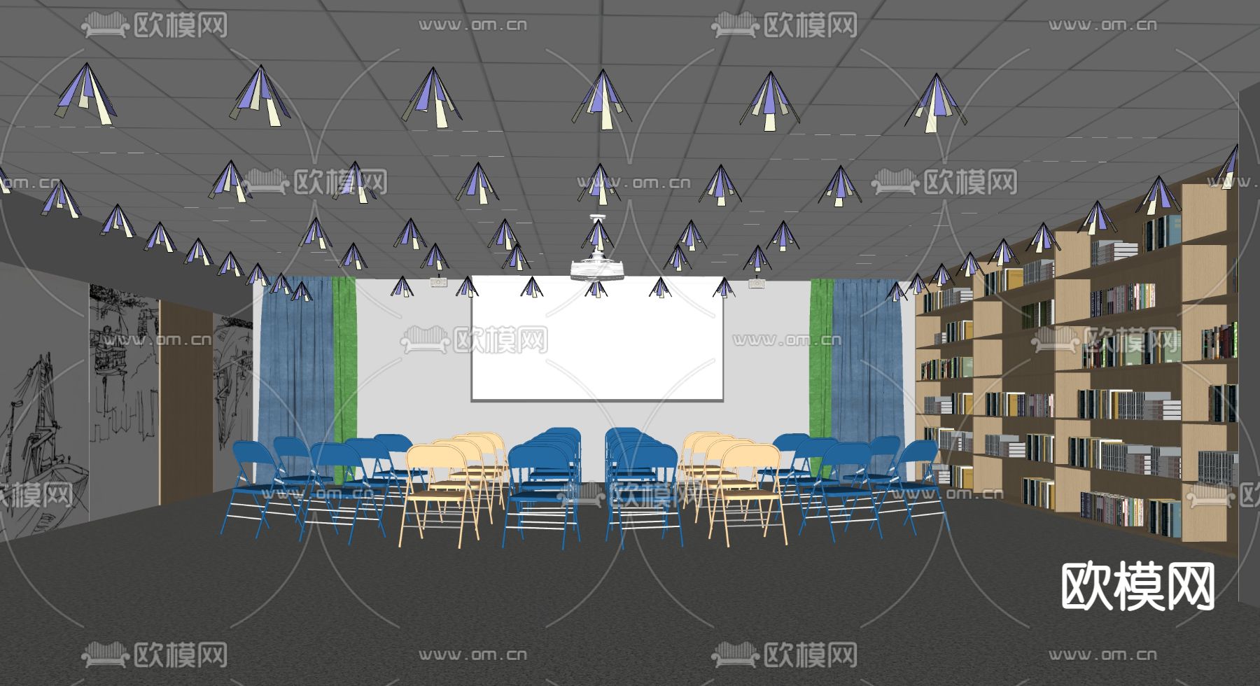 现代报告厅 会议厅su模型