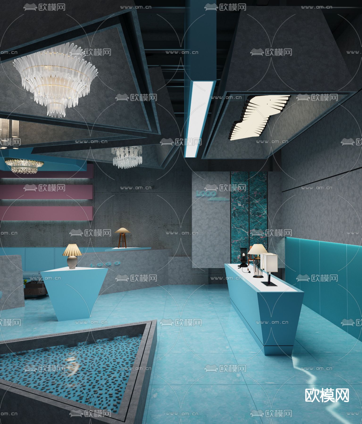 灯具展示 展厅免费3d模型下载（渲染图3）