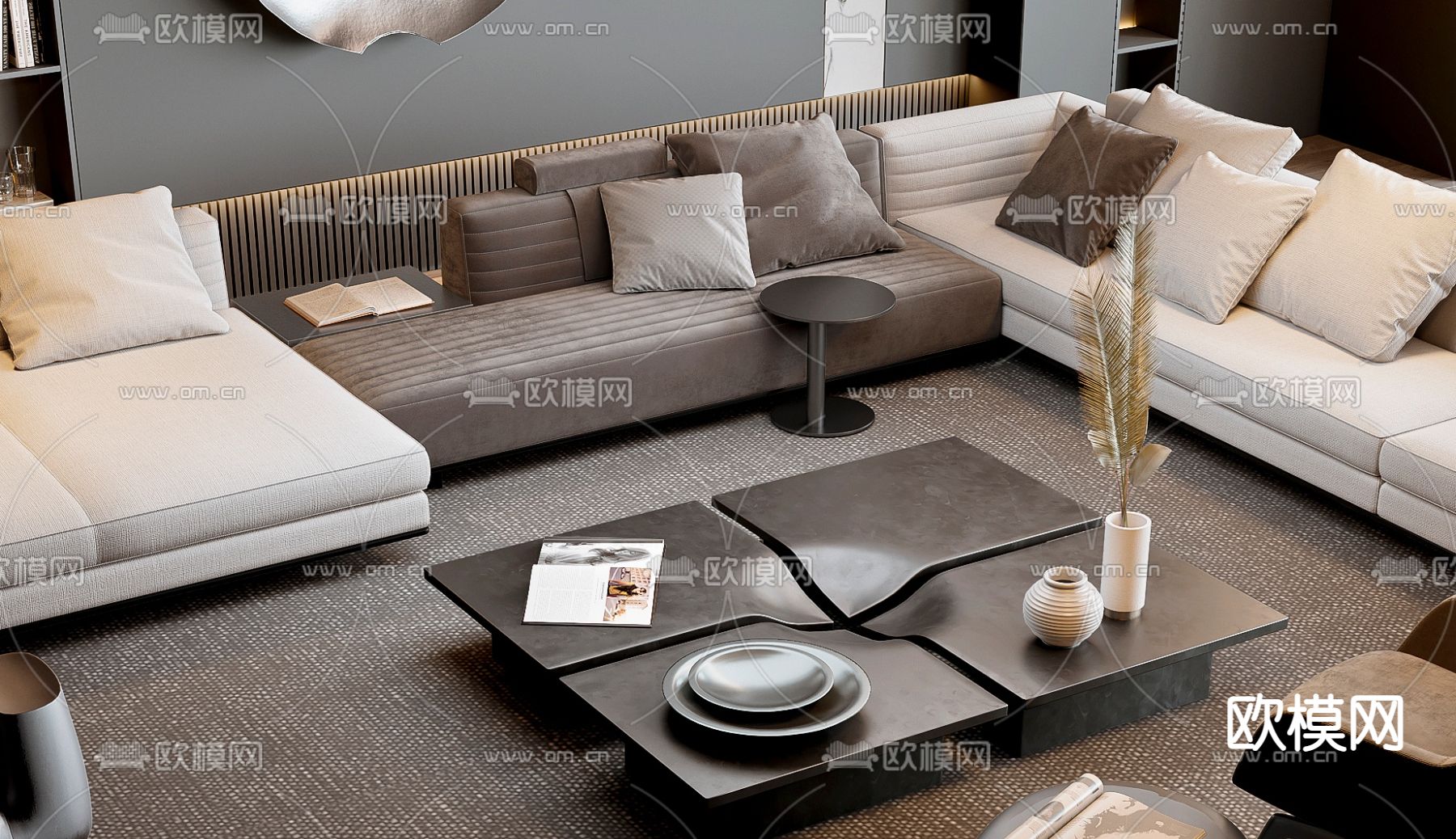 米洛提Minotti 组合沙发3d模型下载（渲染图2）