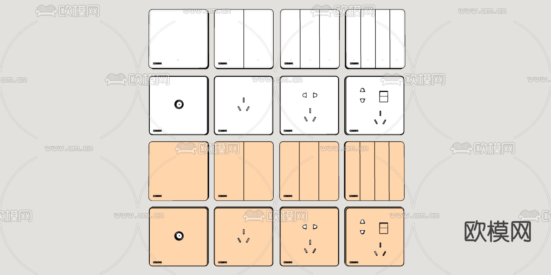 现代插座开关su模型下载（渲染图2）