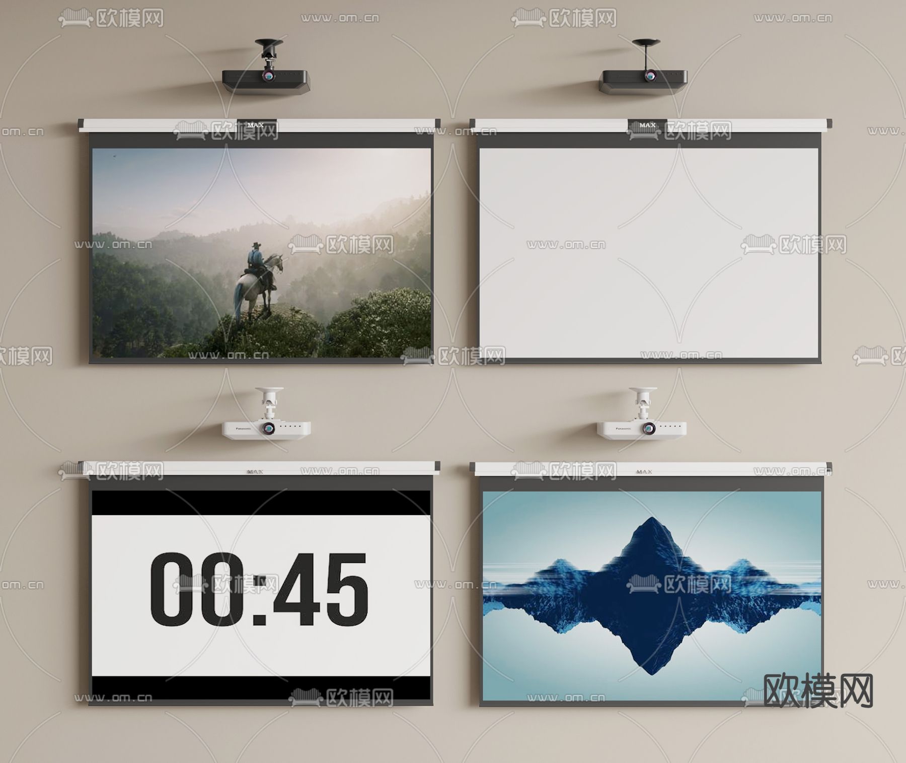 投影仪 投影幕布su模型下载