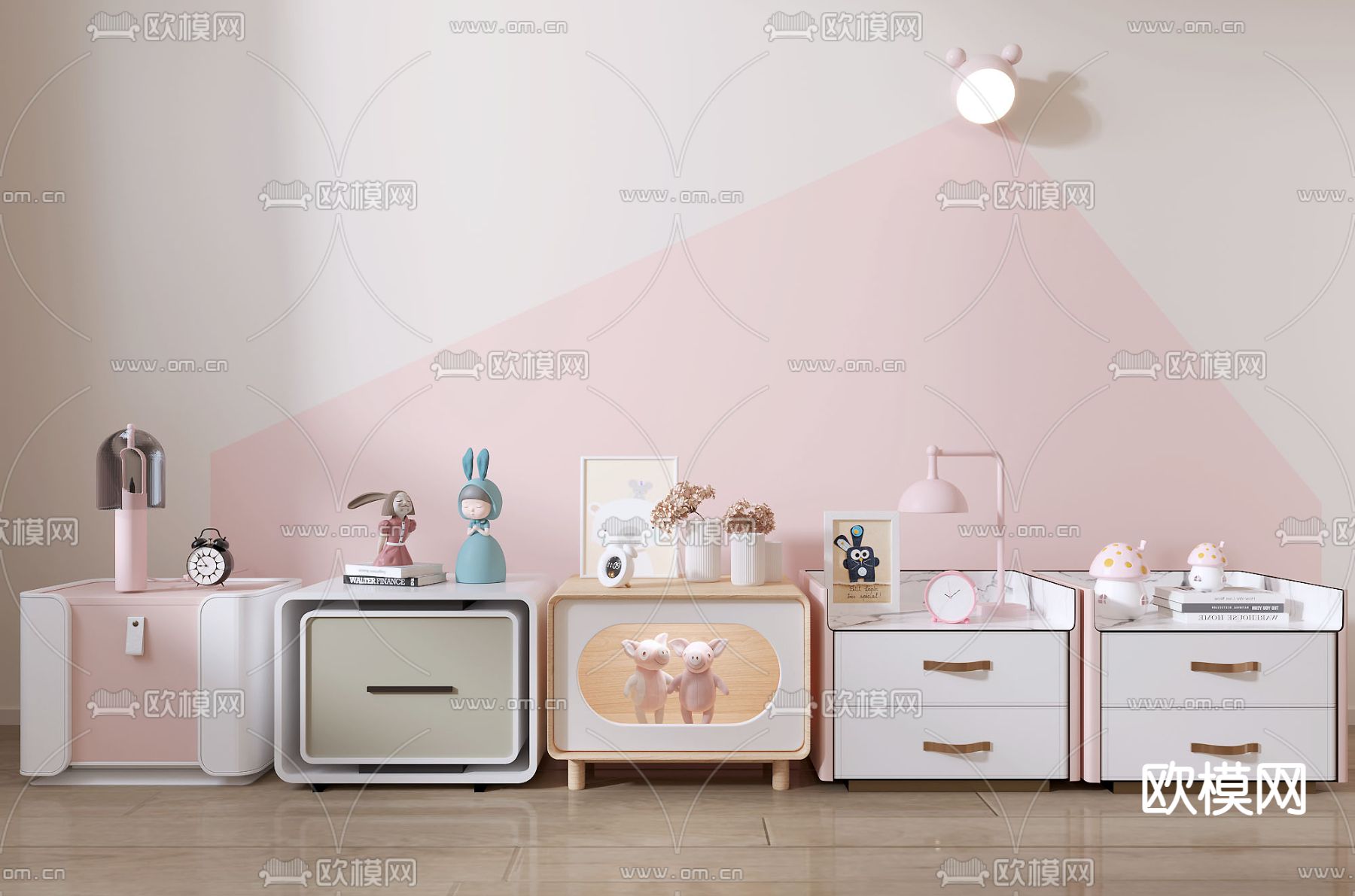 儿童床头柜3d模型下载