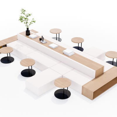  现代公共卡座沙发su模型 