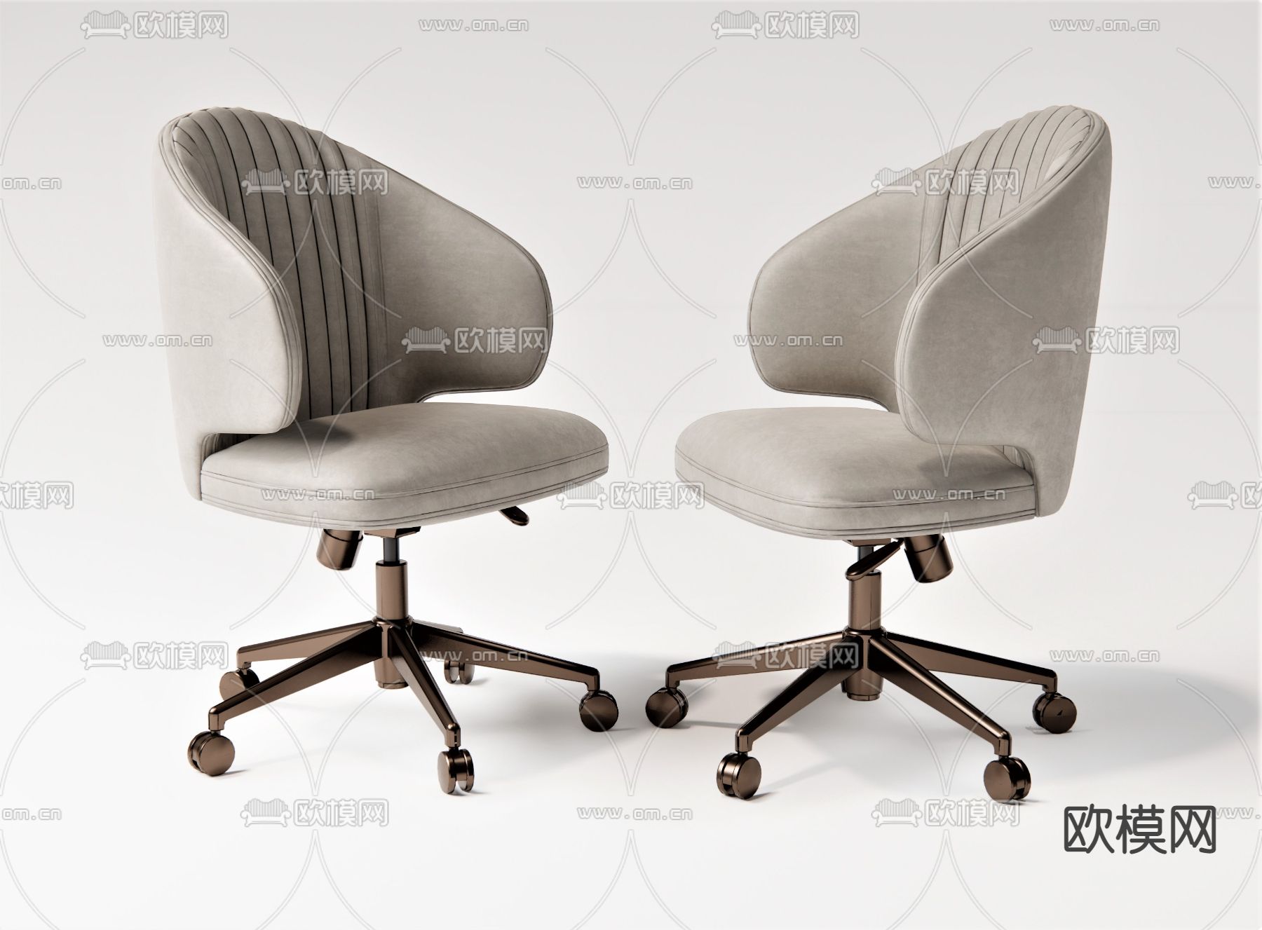 北欧办公转椅 滚轮椅su模型下载（渲染图1）