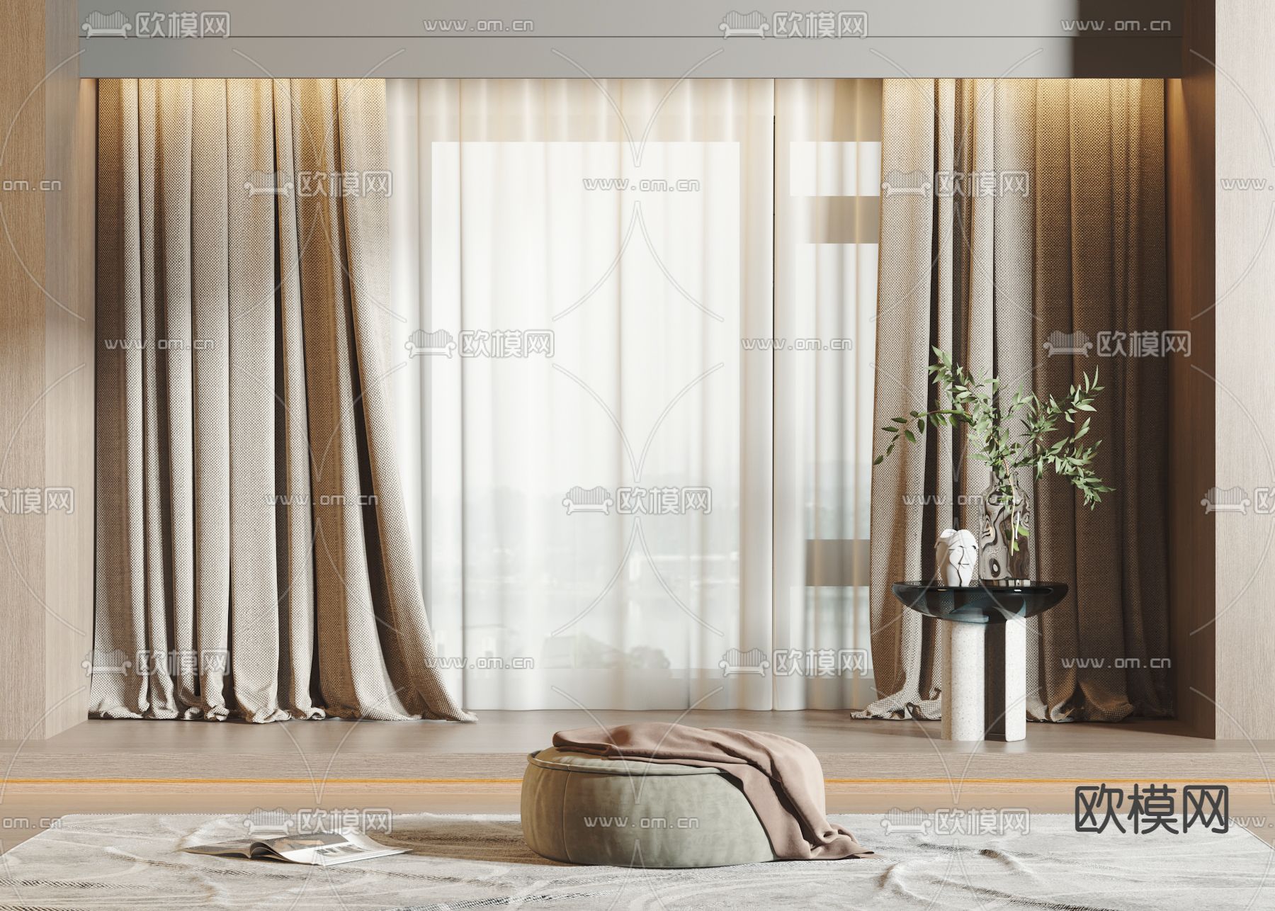 窗帘 纱帘3d模型下载