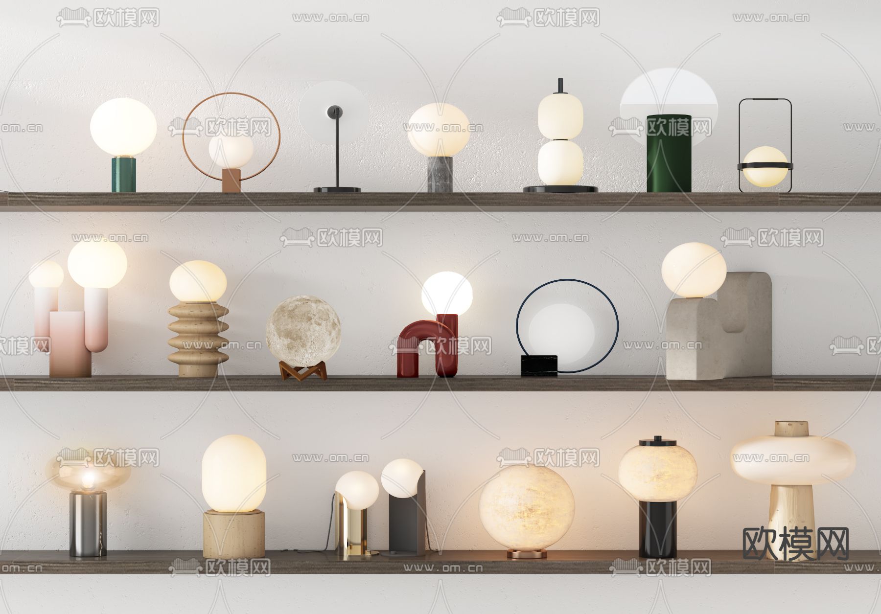 月球台灯 球形小台灯su模型下载（渲染图1）