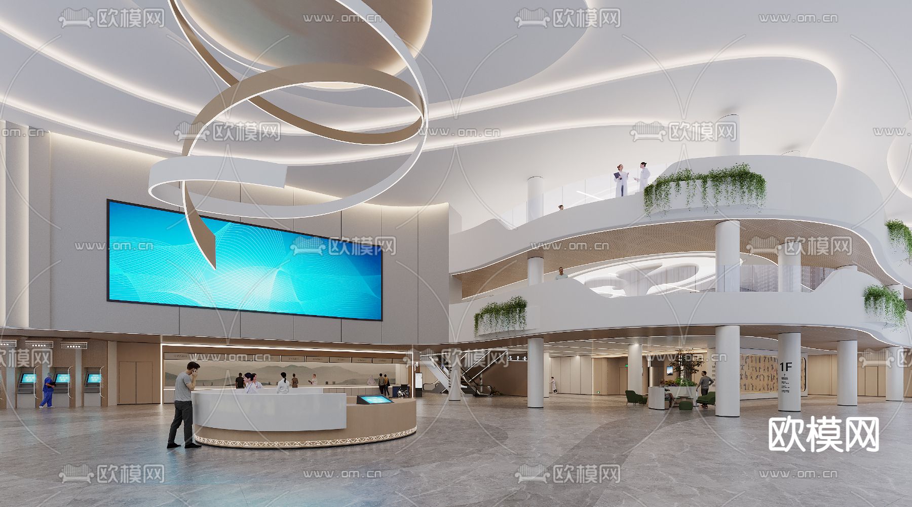 中医院 门诊 导诊台3d模型下载_ID10002384_3dmax免费模型-欧模网
