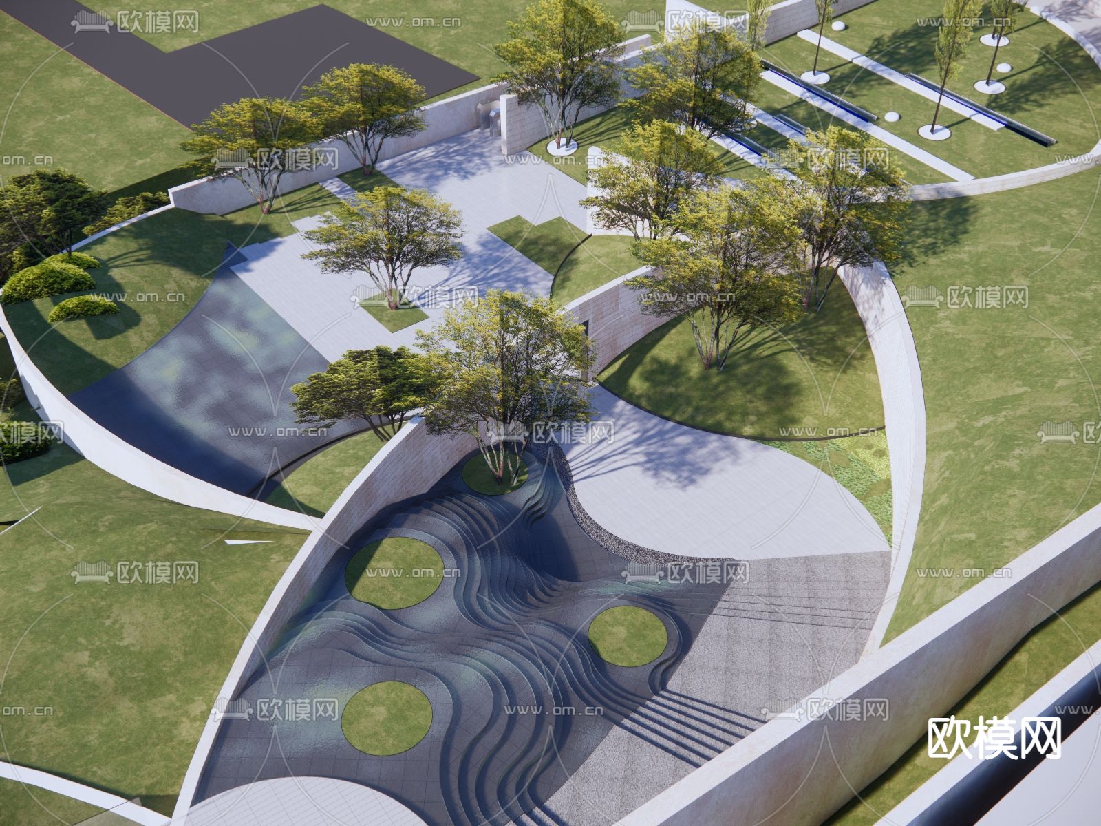 示范区 园林景观su模型下载（渲染图1）