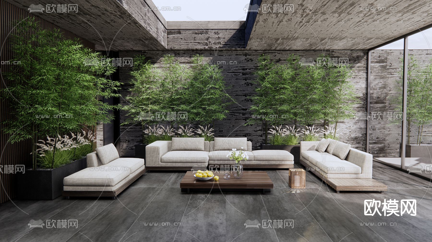 现代地下室 会客厅su模型下载（渲染图1）