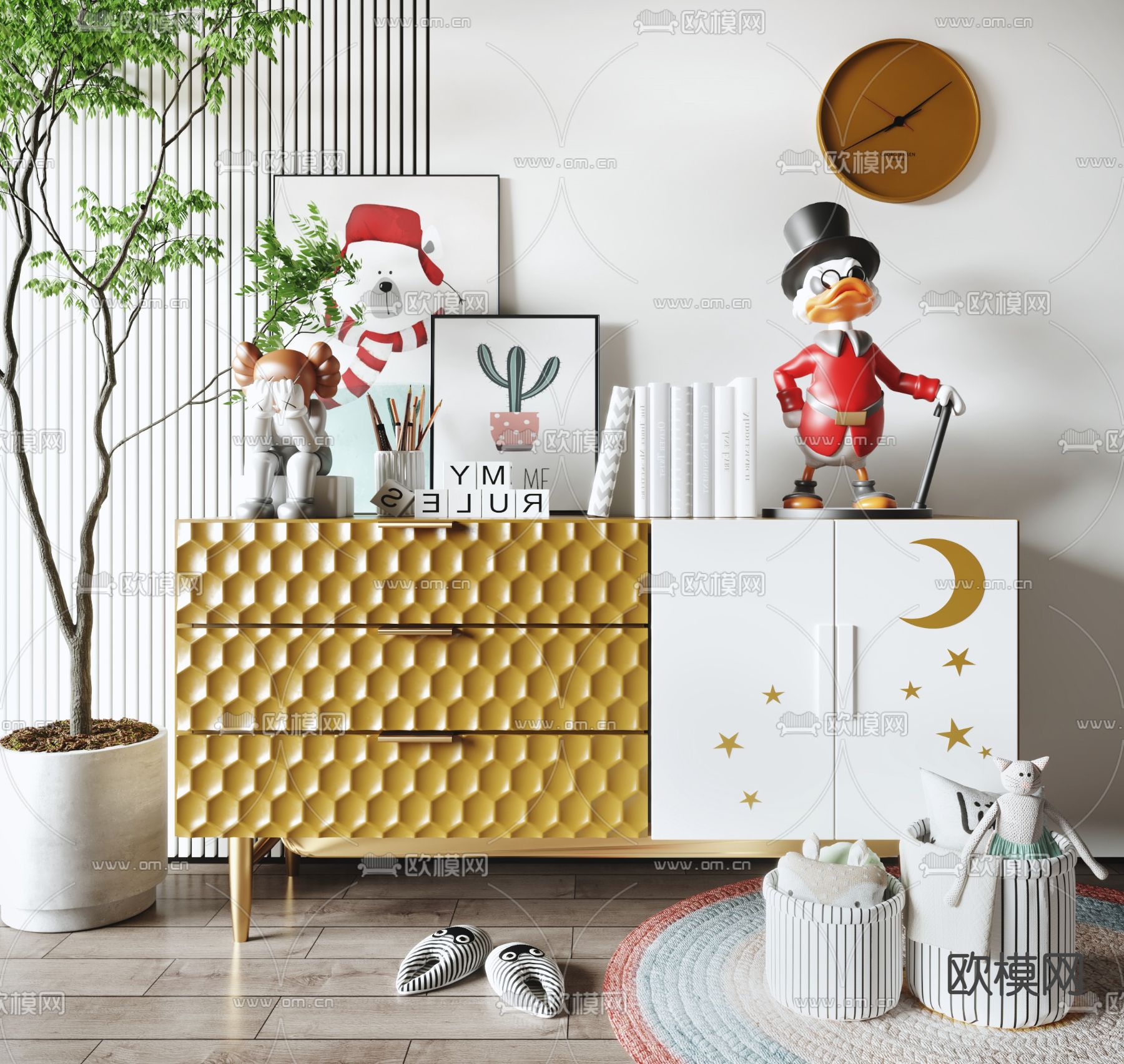 现代边柜 玄关柜su模型下载（渲染图1）