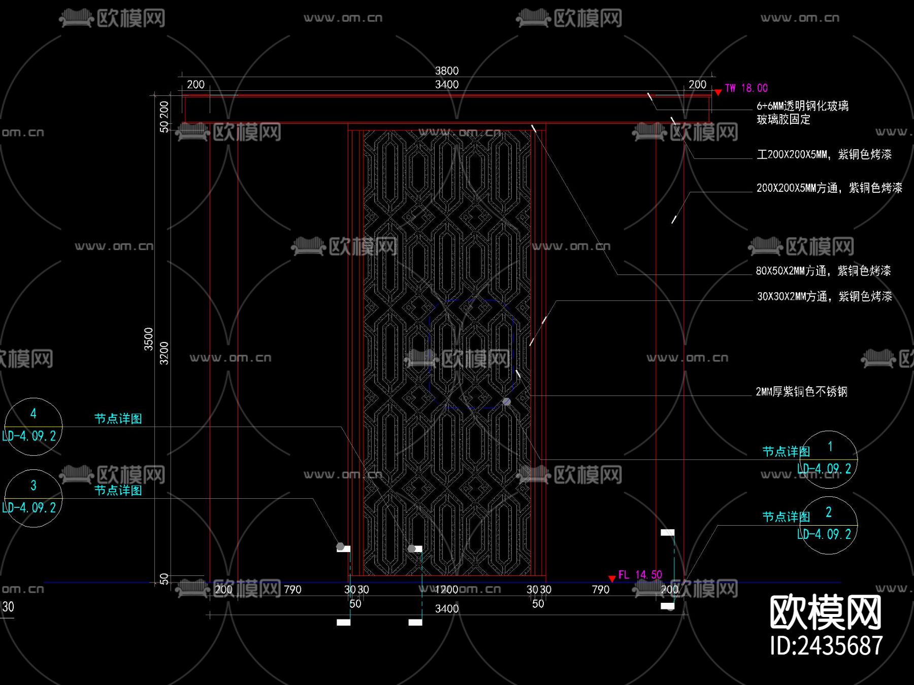 新中式廊架CAD节点大样下载（渲染图2）