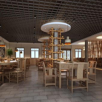 新中式农家乐客栈3d模型