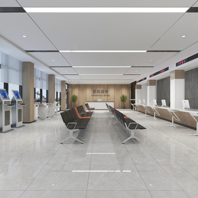  市民中心 办事大厅su模型 