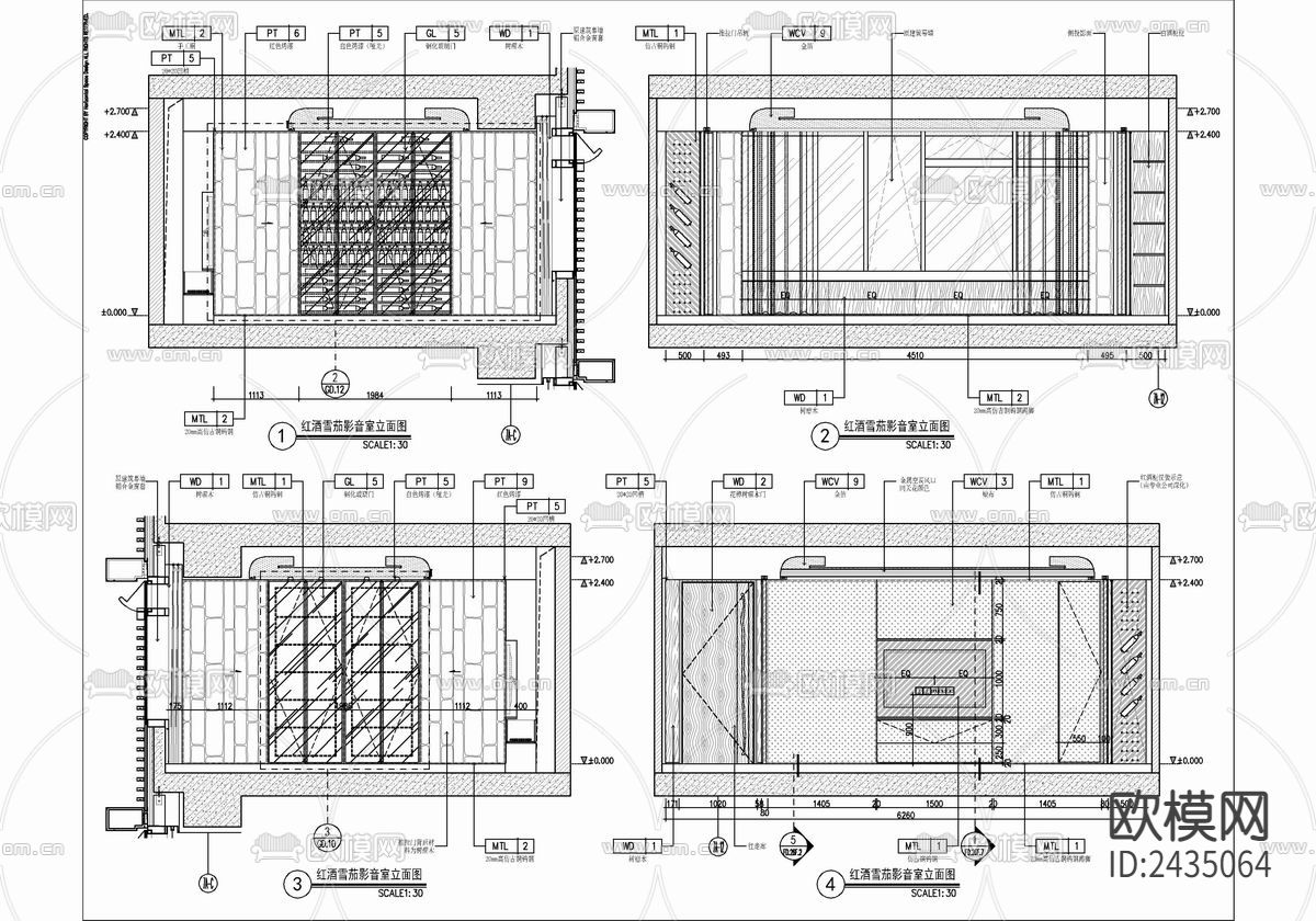 1500㎡私人休闲会所CAD施工图下载（渲染图7）