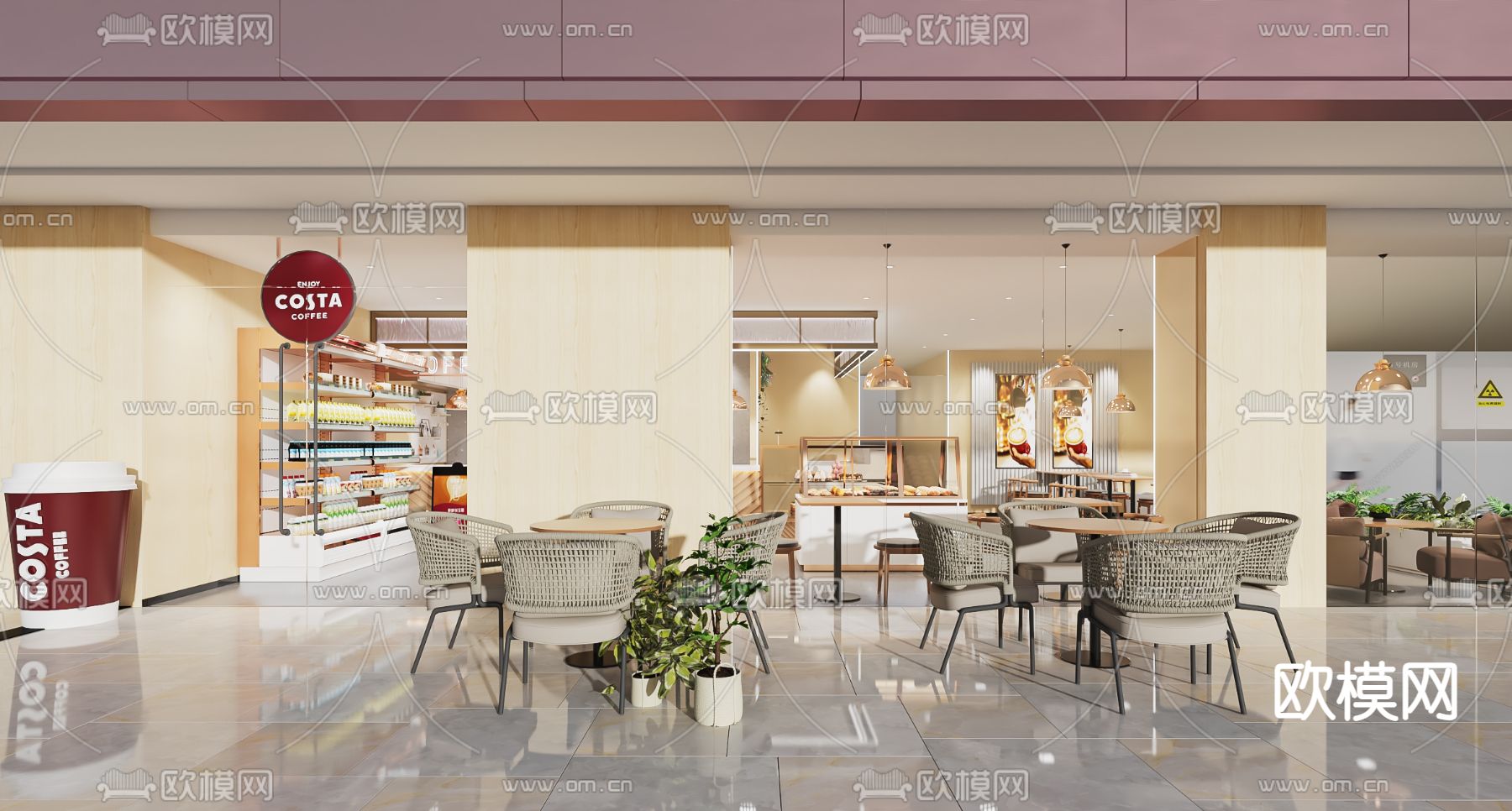 北欧风咖啡店3d模型下载（渲染图2）