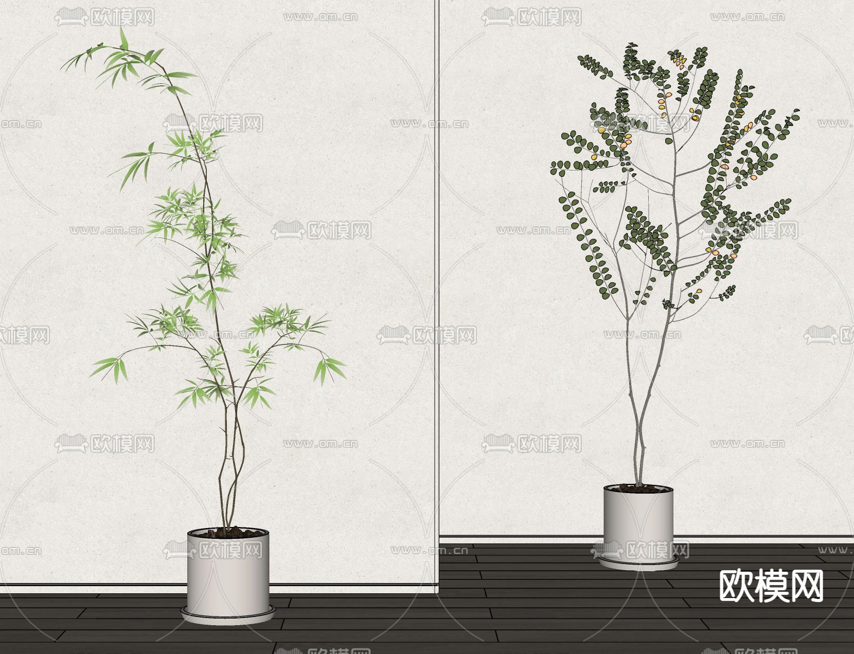 现代绿植盆栽 盆景su模型
