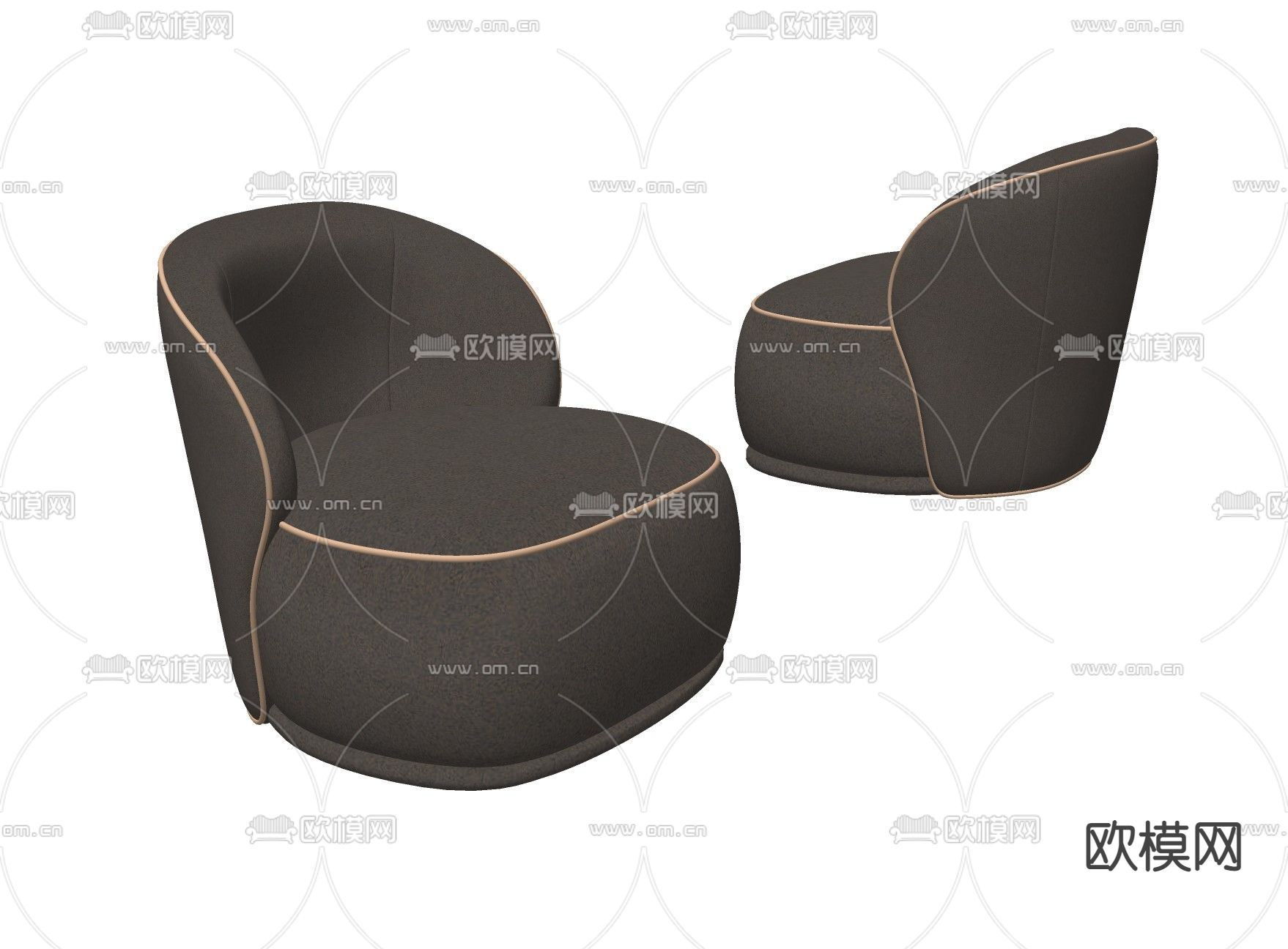北欧单人沙发su模型下载（渲染图2）