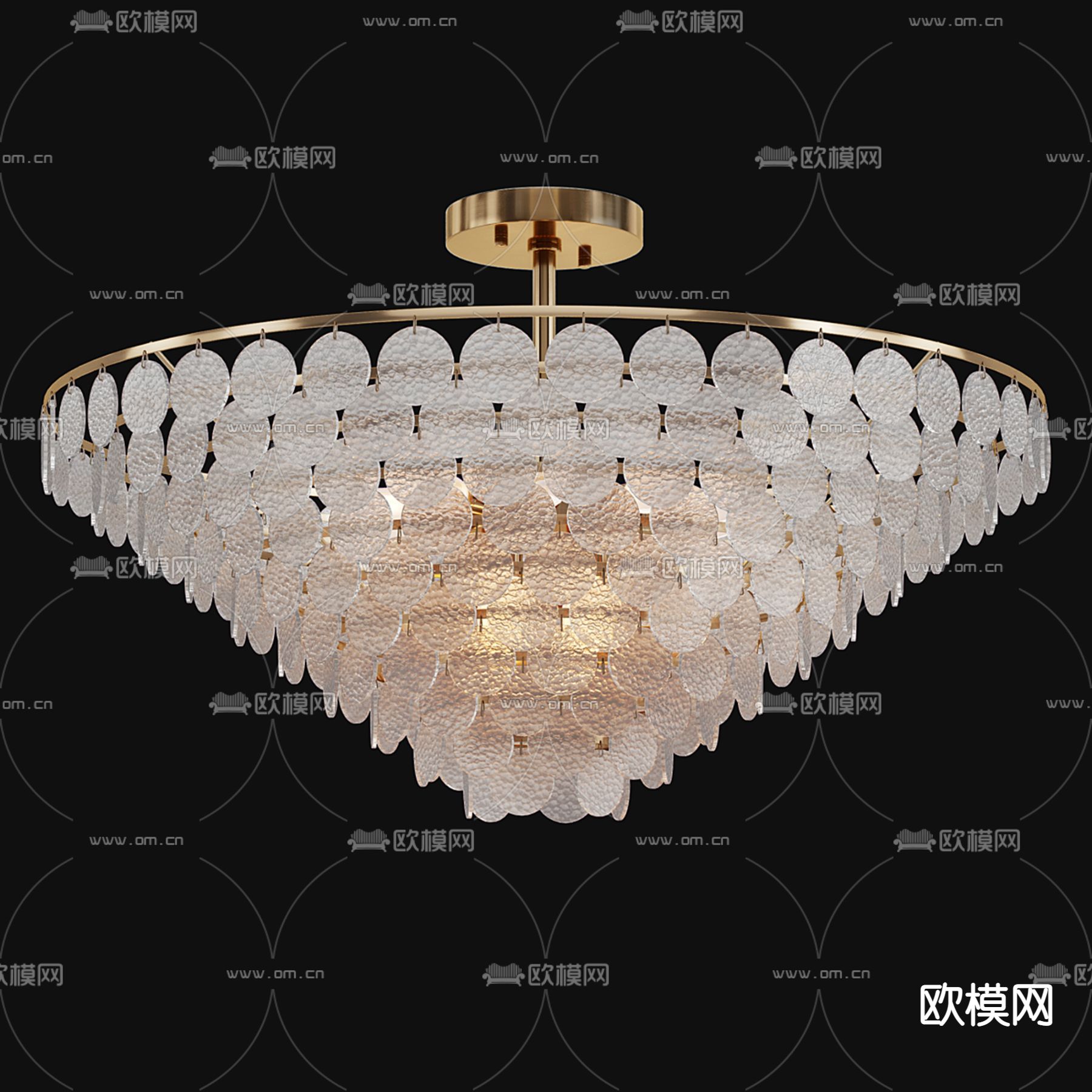 轻奢风圆片吊灯 大厅灯3d模型下载