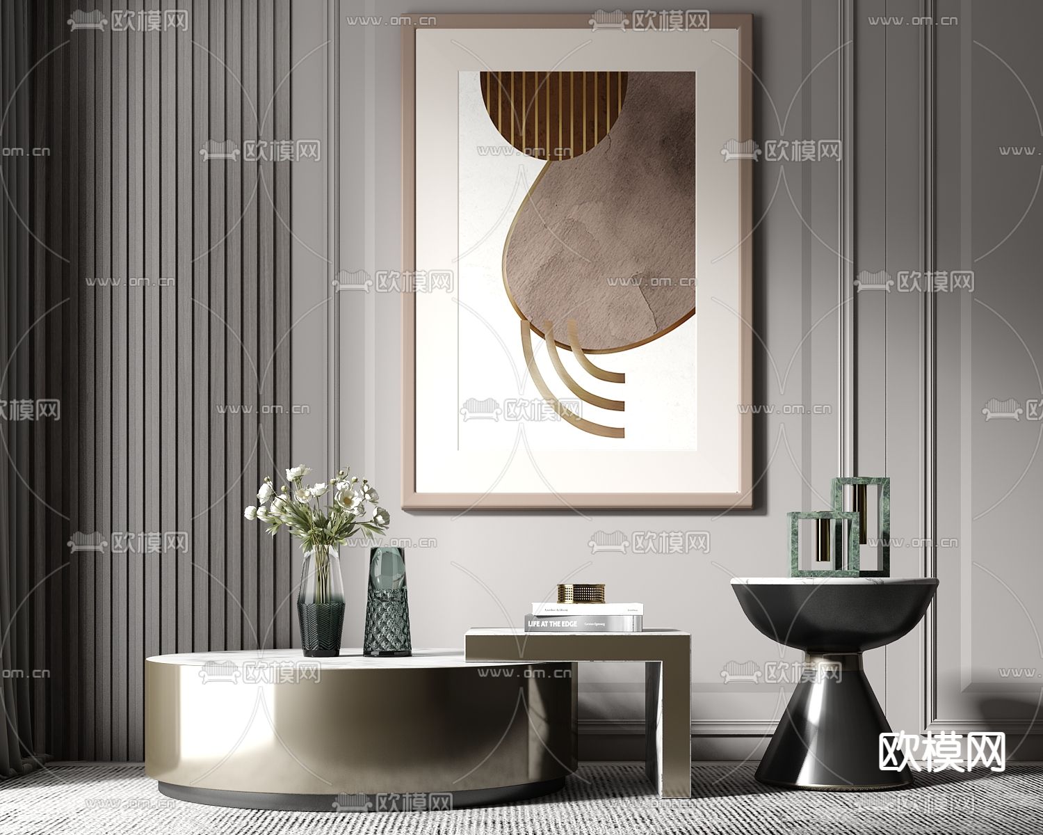 轻奢子母茶几3d模型下载