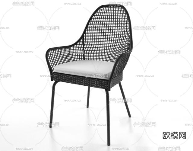 北欧简约创意藤编单椅免费3d模型下载