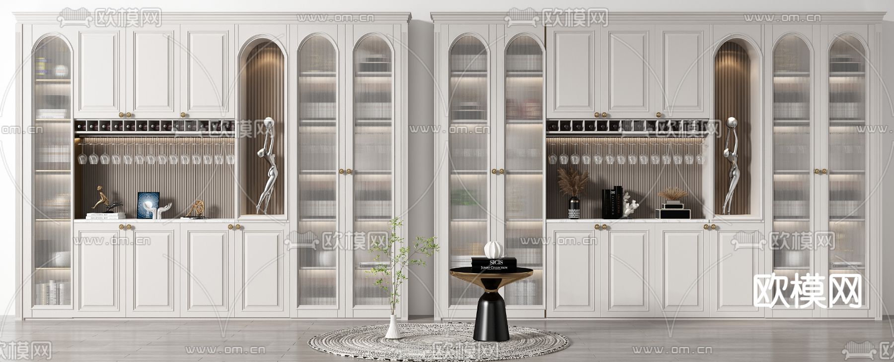 欧式酒柜su模型下载（渲染图1）