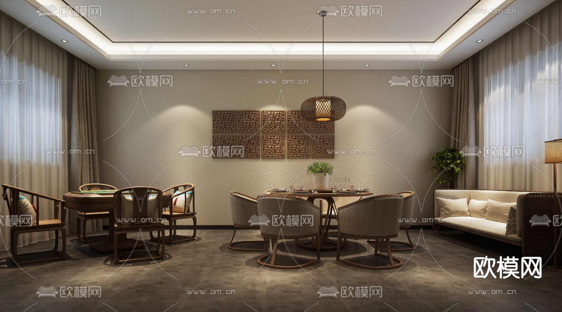 新中式农家乐客栈3d模型下载