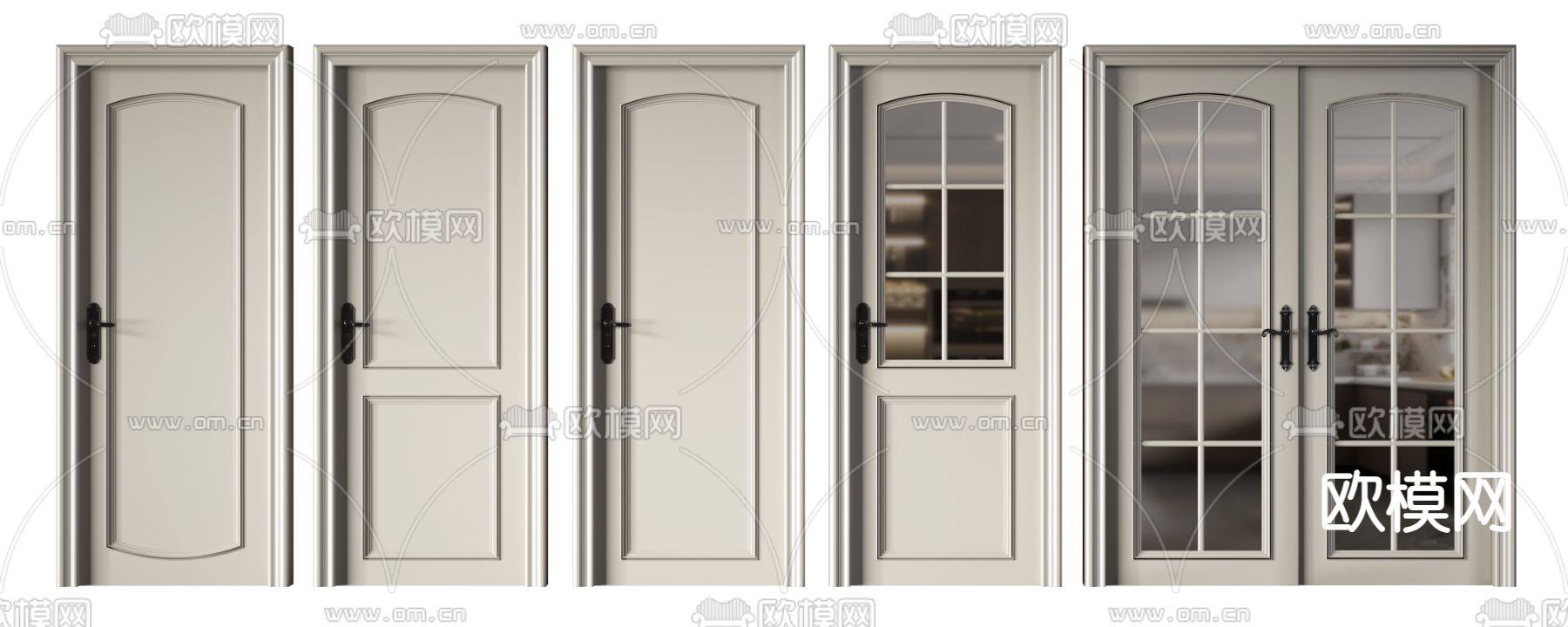 欧式房门 玻璃门 厨卫门3d模型下载