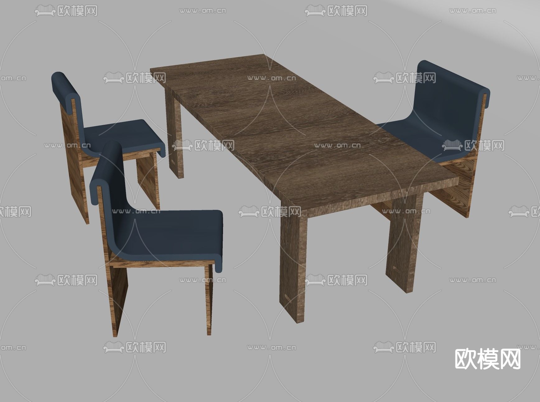 北欧餐桌椅su模型下载（渲染图2）