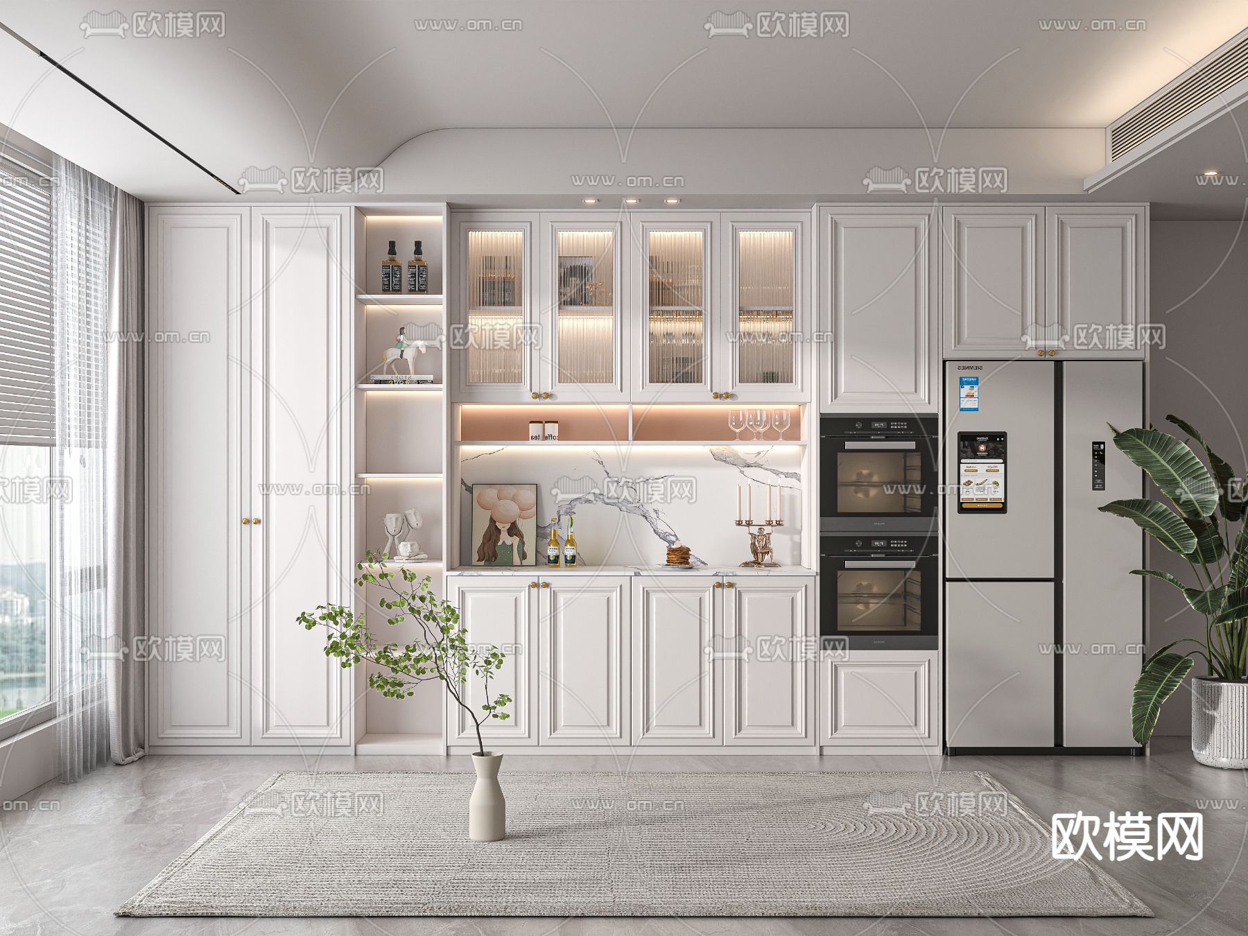 简欧酒柜3d模型下载