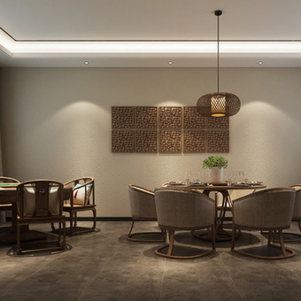 新中式农家乐客栈3d模型