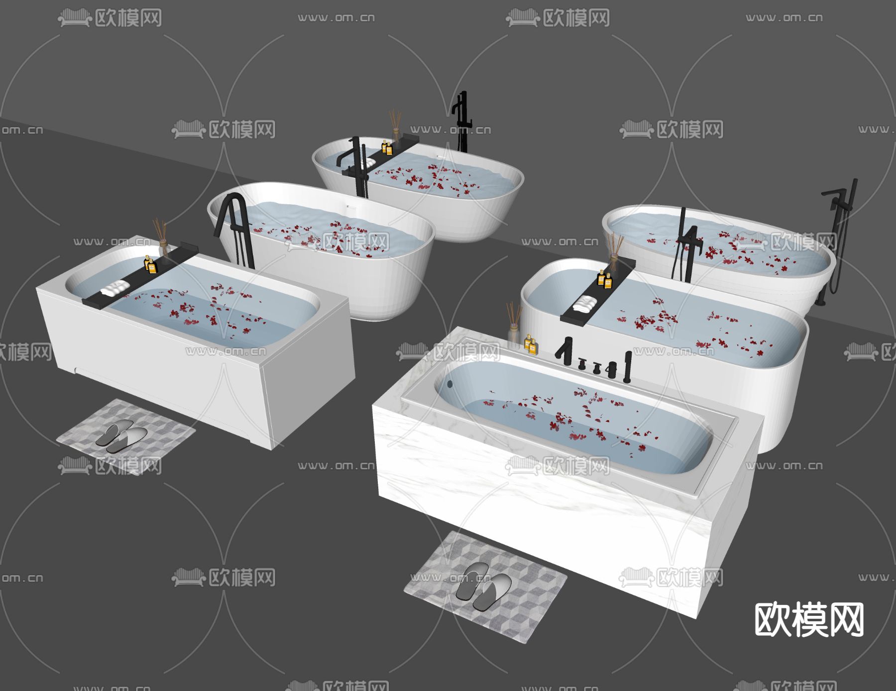 现代浴缸su模型下载（渲染图2）